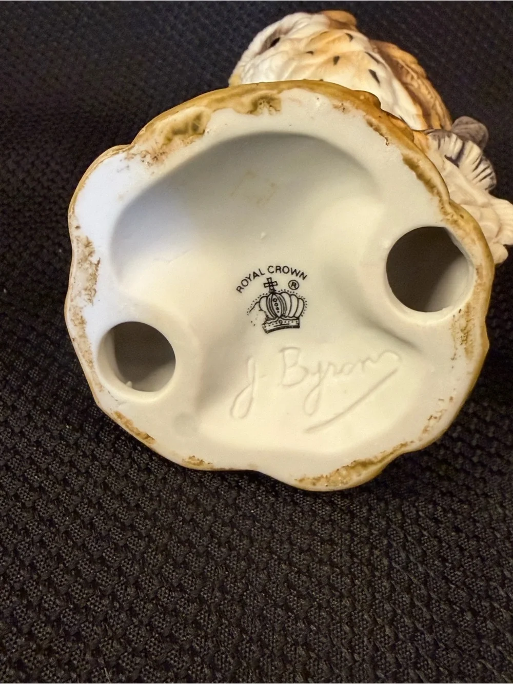 Vintage Royal Crown Ceramic Owl Figurine Signed By J. Byron Collectable